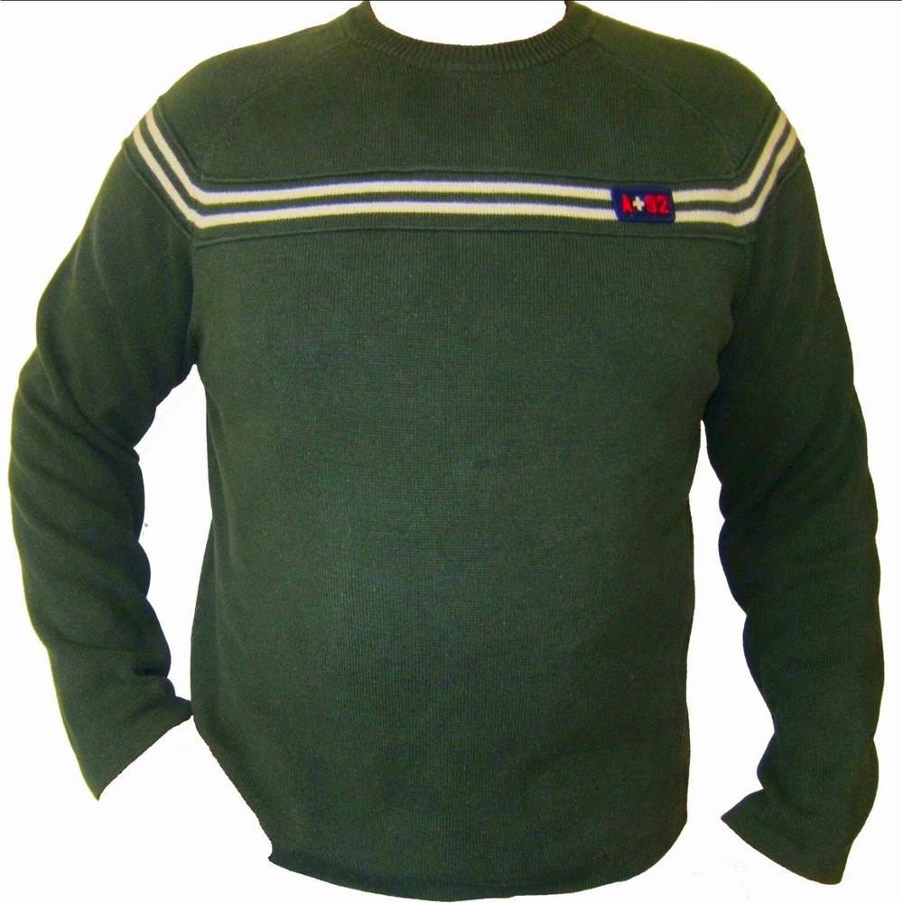 Abercrombie & Fitch Vintage Striped‎ Crewneck Sweater Green A+92 Large Mens Y2K